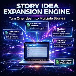 Outil de génération d'idées d'histoires | Transformez une idée en plusieurs histoires | Outil d'écriture pour auteurs, KDP, écrivains de fiction