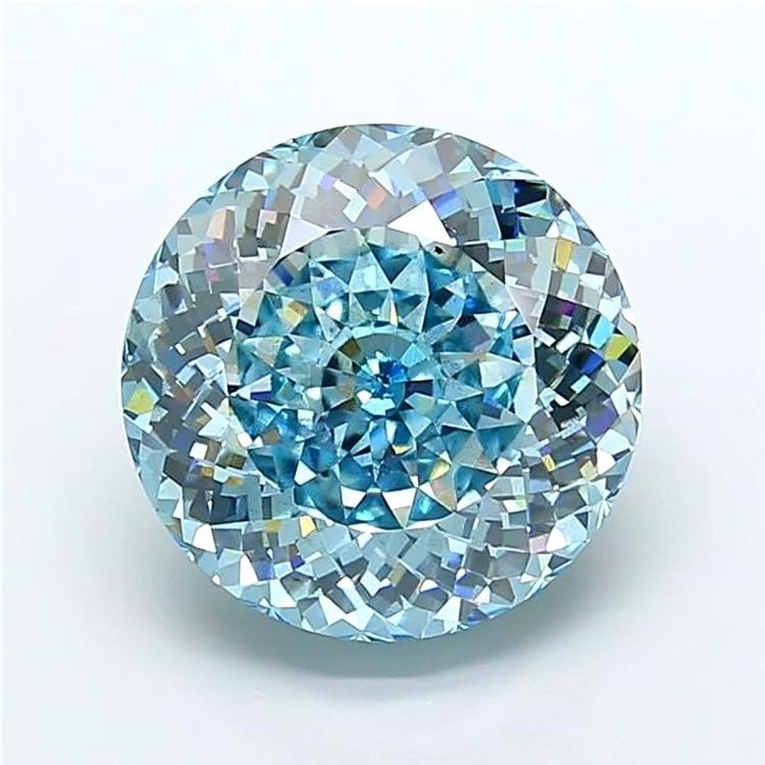 Blue Lab Diamond, Round Brilliant Cut, Portuguese Shape Gemstone for ...