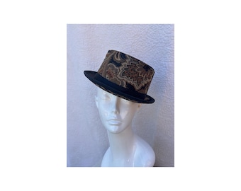 Brocade Top Hat – Victorian Gothic Hat, Steampunk Festival Hat, Elegant Statement Headpiece, Handmade Costume Accessor