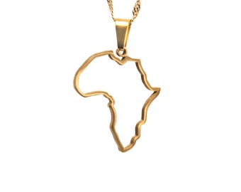 Africa Map Outline Necklace