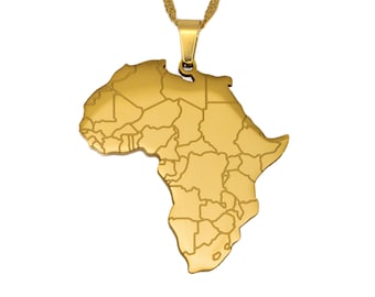 Engraved Africa Map Necklace