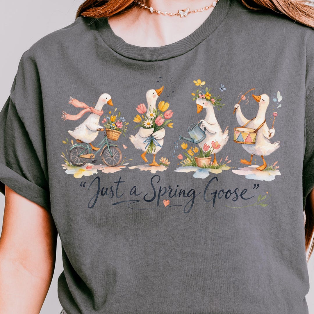 Springtime Goose Just a Spring Goose PNG Bundle, Cute Duck Clipart Set, Floral Goose ...