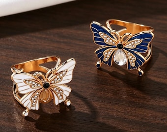 Anillo minimalista ondulado para pañuelo, baño de oro de 18 quilates sobre plata de ley 925, elegante pasador para pañuelo, joyería fluida hecha a mano, regalo de lujo para el Día de la Madre