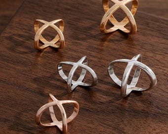 Hebilla minimalista en forma de X para bufanda, moderna anilla metálica geométrica para bufanda, pasador cruzado para bufandas de seda, elegante porta bufandas de 2,1 cm.