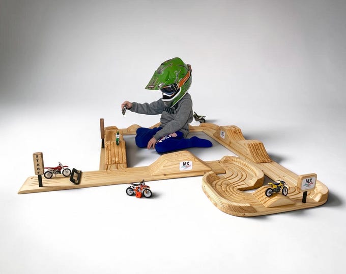 Large Motocross Play Track | Handmade Dirt Bike Playset | Supercross Racing Track| Montessori Wooden Toy |Gift for Boys