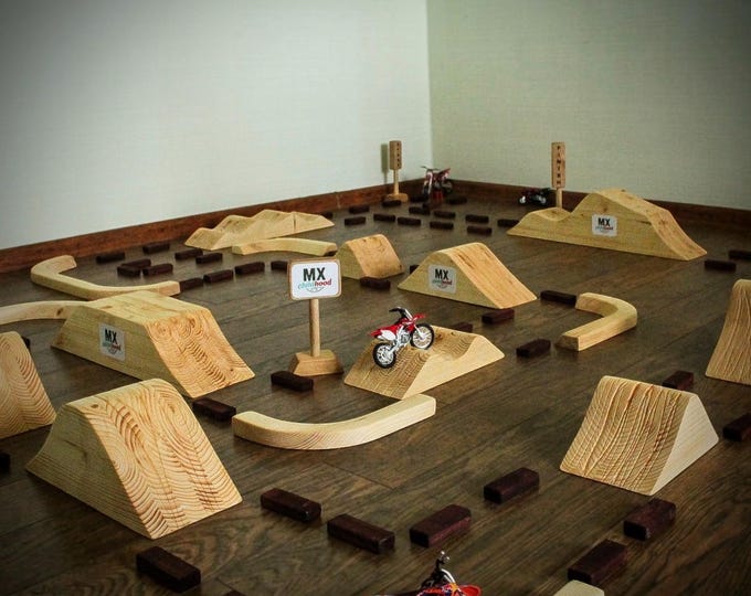 Large  Dirt Bike Play Track for Kids, Handmade Motocross Toy, Supercross Racing Set
