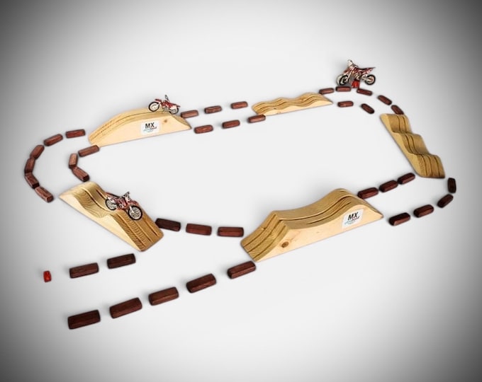 Wooden Dirt Bike Track for Kids, Motocross Toy Track, Dirt Bike Toy, Motorcycle Racing Track, Kids Motocross Gift