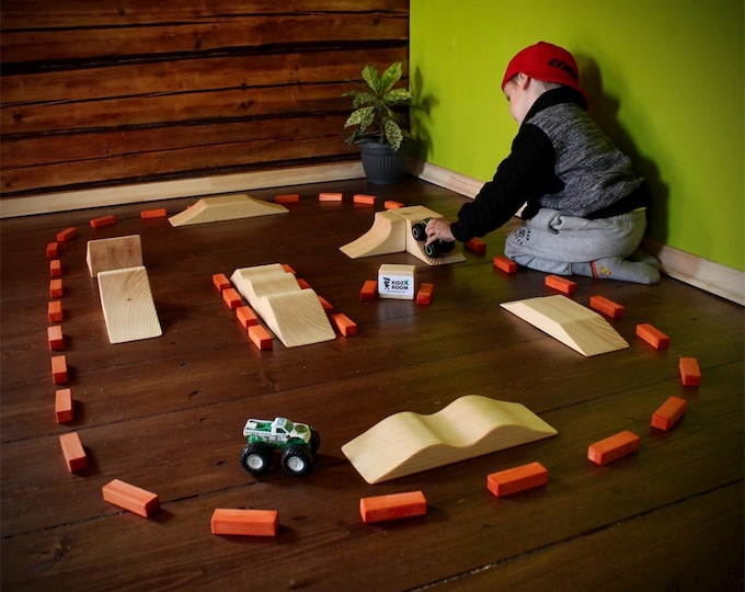 Monster Truck Racing Track for Kids, Wooden Toy Car Track, Monster Truck Toy, Kids Racing Track, Birthday Gift for Boy