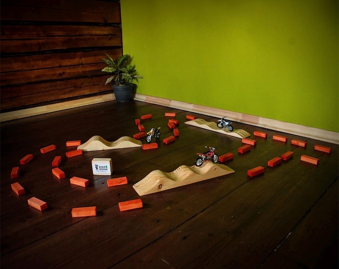 Wooden Dirt Bike Track for Kids, Motocross Track, MX Track Toy, Dirt Bike Toy Track, Kids Motocross Playset