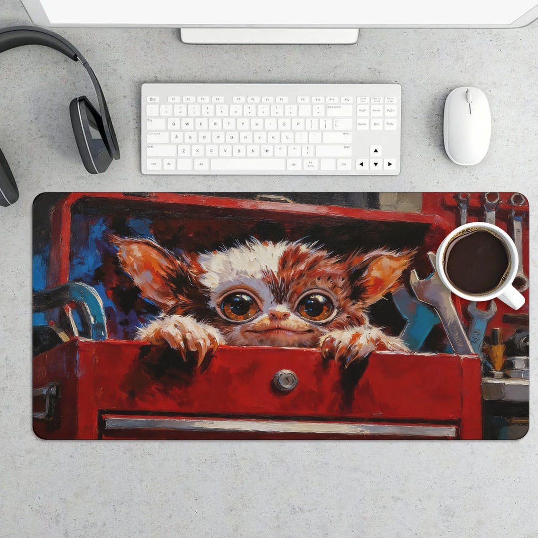 Mischievous Gizmo Peeking Mouse Pad – Vintage Gremlins Gaming Desk Mat ...