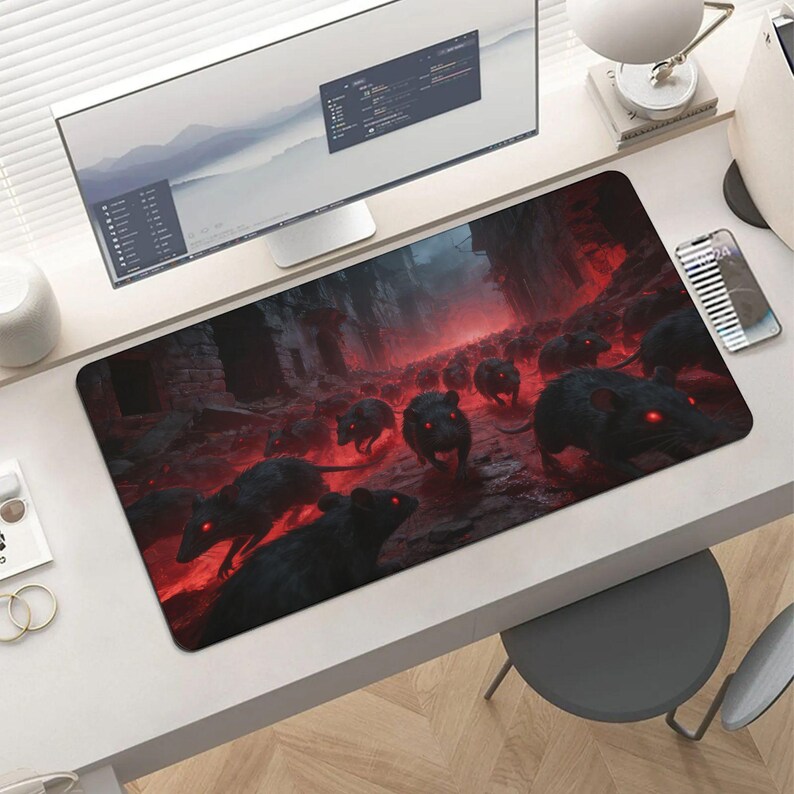 Oil Rats Rust Mouse Pad Swarming Rats Desk Mat – Horror Gaming Pad XL, Post-apocalypse Horde ...