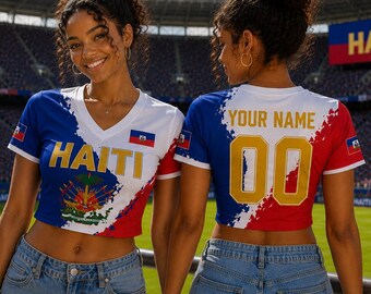 Custom Haiti Soccer Crop Top Jersey, Personalized Soccer Crop Top Jersey, Haiti Crop Top, Soccer Outfit, Festival Shirt, Football Fan