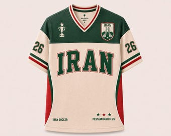 Iran Soccer Jersey, Retro Team Melli Shirt, Retro Iranian Team Shirt, Custom Name Number Jersey, Persian Match Football Fan