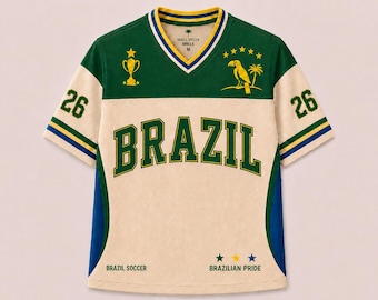 Brazil Soccer Jersey, Retro Team Brazil Shirt, Retro Brazil Team Shirt, Custom Name Number Jersey, Football Fan