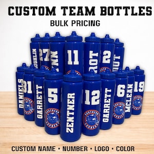 Personalized Custom Team Sports Water Bottles Bulk Order | Baseball Hockey Soccer Bottles