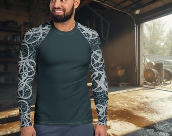 Kjølr "Hold Fast" Rash Guard – Urnes Style Viking Art Compression Shirt