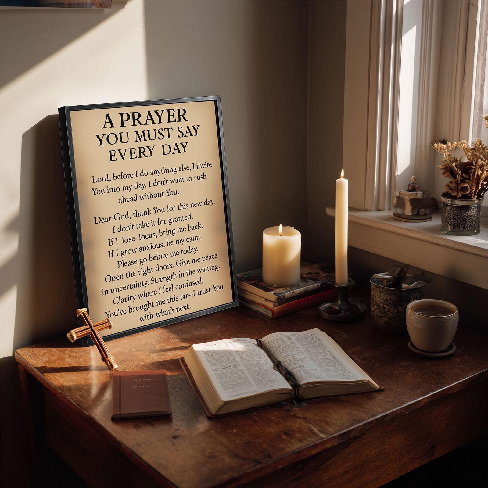 Daily Christian Prayer Canvas Print, Inspirational Scripture Wall Art ...
