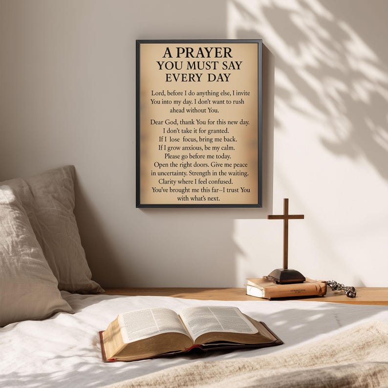 Daily Christian Prayer Canvas Print, Inspirational Scripture Wall Art ...