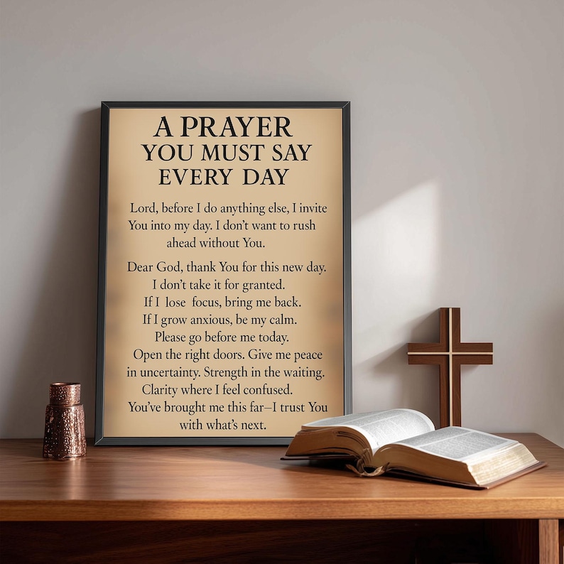 Daily Christian Prayer Canvas Print, Inspirational Scripture Wall Art ...