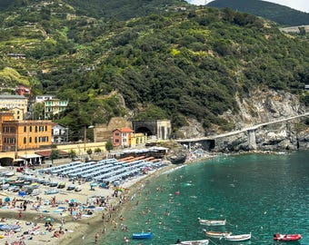 Monterosso Beach, Italië kustprint – strandtafereel met hoge resolutie (digitale download)