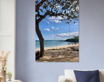 Ocean View Swings Lanakai Beach Hawaii - Muurkunst print geborsteld aluminium