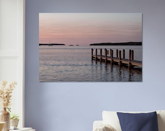 Islamorada Fish Company Dock bij roze zonsondergang - kunst print geborsteld aluminium