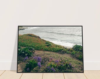 San Diego, Californië La Jolla Zomerbloemen Oceanside Waves Beach View - Houten ingelijste poster kunst aan de kust