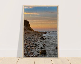 Montauk Beach Kust Zeezicht bij zonsondergang ingelijste canvas muurkunst