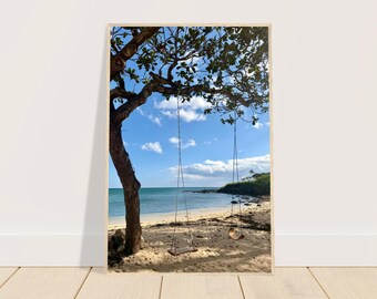 Ocean View Swings Lanakai Beach Hawaii - houten ingelijste matte poster
