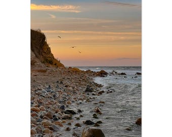 Montauk Beach Coastal Oceanview at Sunset Matte poster muurkunst