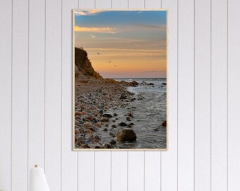 Montauk Beach Coastal Oceanview at Sunset Matte houten ingelijste poster muurkunst