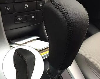 Leather Gear Shift Knob Cover, Hand Stitched DIY Automatic Transmission Shifter Cover, Car Gear Shift Protector Auto Interior Accessory
