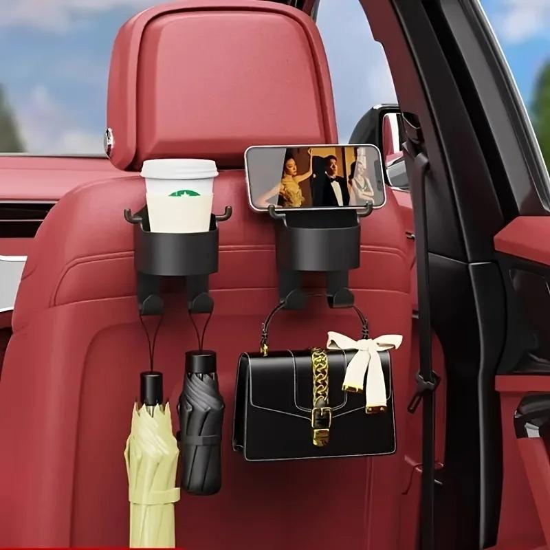 Porta Borsa Auto Gancio Per Borsa Da Auto, Gancio Portaoggetti Per Schienale Sedile Nero Confezione Da 4 96814239 Ganci Auto