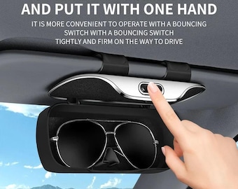 Car Sun Visor Sunglasses Holder Box, Portable Glasses Storage Case with Press Button, Auto Interior Accessory
