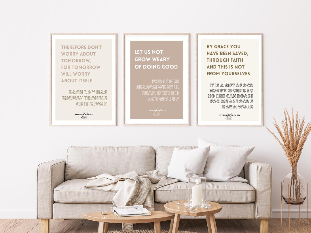 Set of 3 Digital Scripture Art Prints | Gallery Wall Three Bible Verses ...