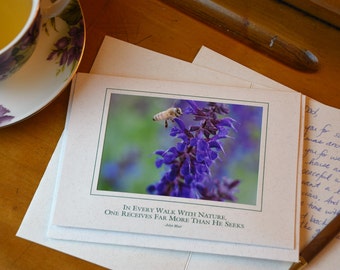 Bee Photo Greeting Cards on Recycled Paper