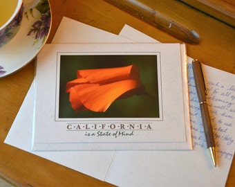 California is a State of Mind--Unfurling Poppy Blank Greeting Card