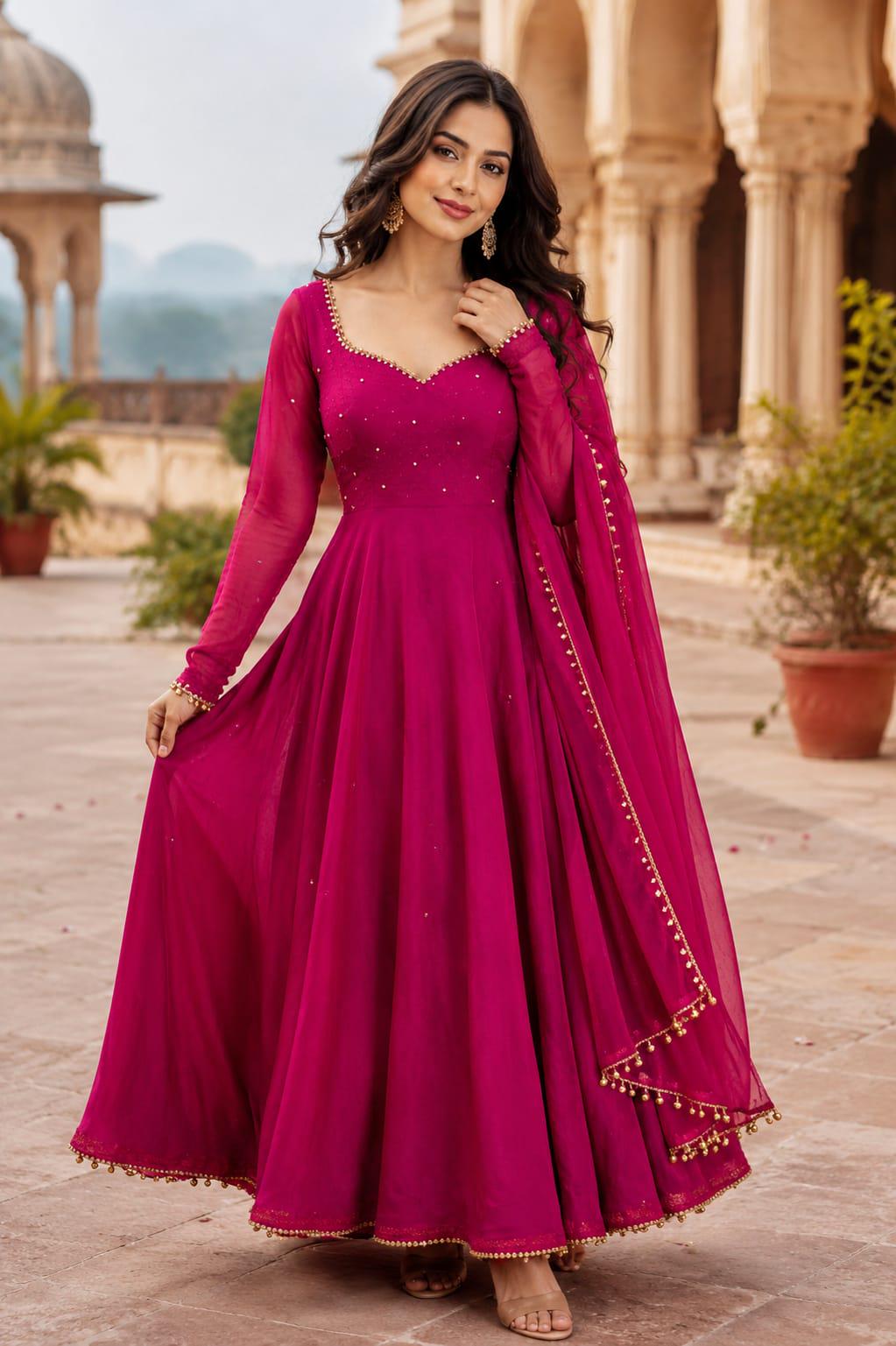 indian long dress with dupatta Women Long Flare Dress with Dupatta Drape