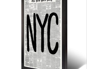 Póster con estampado de periódico, arte minimalista para pared de ciudad, decoración para dormitorio con marco negro