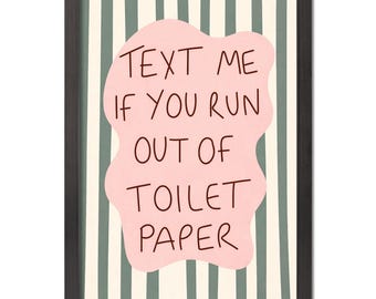 Póster con estampado retro de rayas onduladas para baño, con divertida cita sobre el papel higiénico.