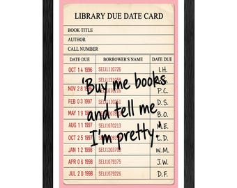 Lámina con cita para amantes de los libros, lámina con diseño de tarjeta de fecha de devolución de biblioteca vintage, decoración retro.
