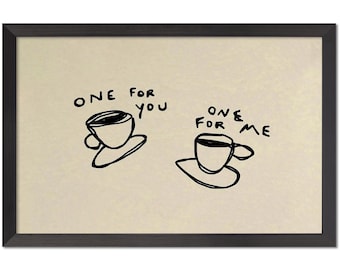 Hand Drawn Coffee Print, Minimalist Espresso Art, Kitchen Cafe Decor