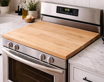 California Walnut & Oak Stove Top Cover | Noodle Board | Wooden Range Cover Tray | Extra Counter Space | Gas Electric Stove Cover