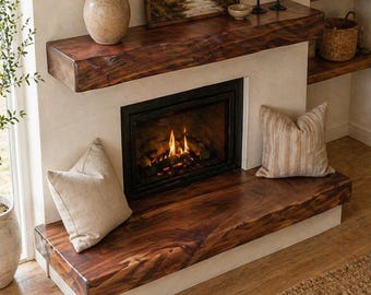 Solid Wood Fireplace Bench, Hearth Bench Seat, Walnut Oak Alder, Custom Size Fireplace Seating, Rustic Modern Hearth Seat