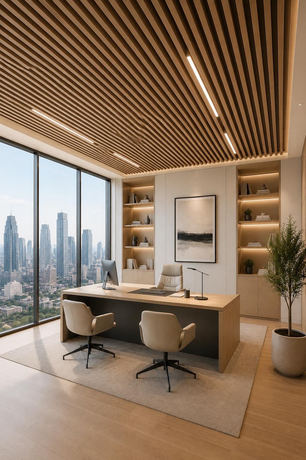 Solid Wood Acoustic Slat Wall Panels – Modern Oak Walnut Wood Panels ...