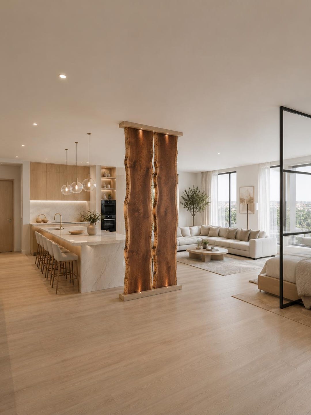 Live Edge Walnut Room Divider, Solid Walnut Slab Partition Wall, Floor ...