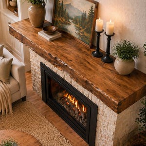handcrafted alder fireplace shelf live edge floating mantel design