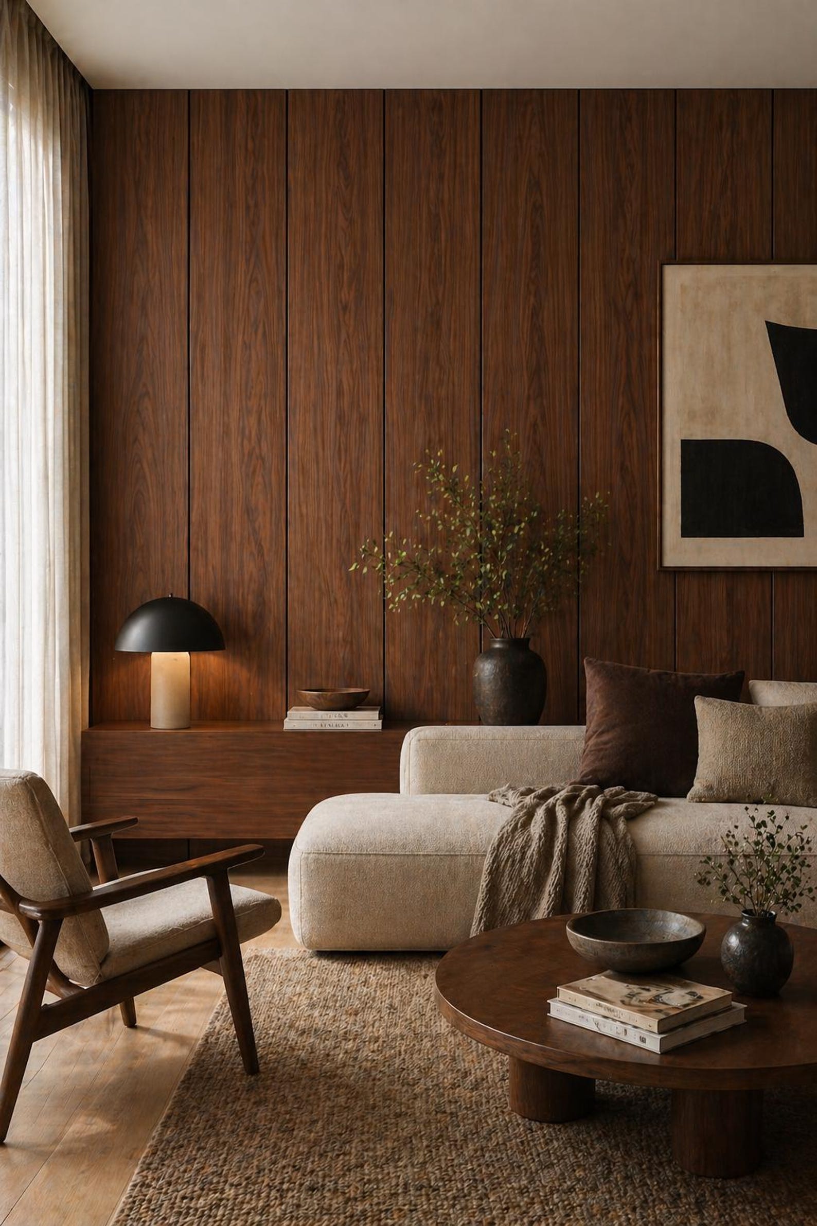 Solid Oak & Walnut Wall Panels Set of 2, 8” Wide Wood Paneling, Modern ...