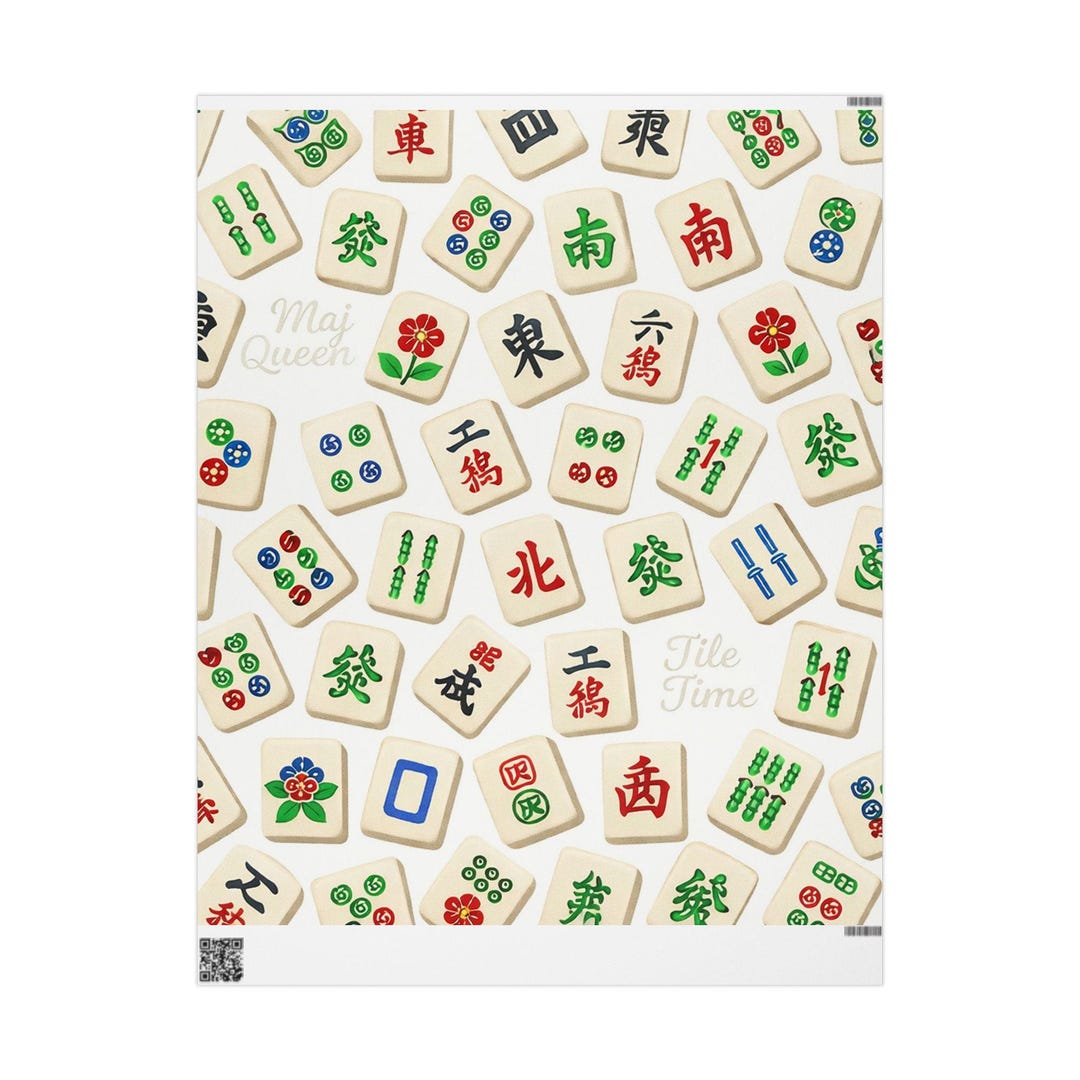 Mahjong Pattern Paper Mahjong Tile Pattern Wrapping Paper | Asian Game Tiles Gift Wrap - Etsy