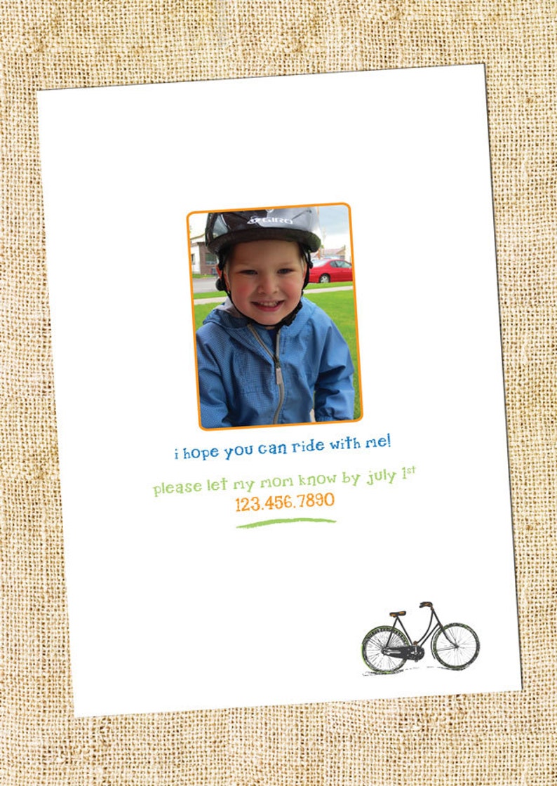 Bike Birthday Party Invitation DIGITAL FILE - Etsy